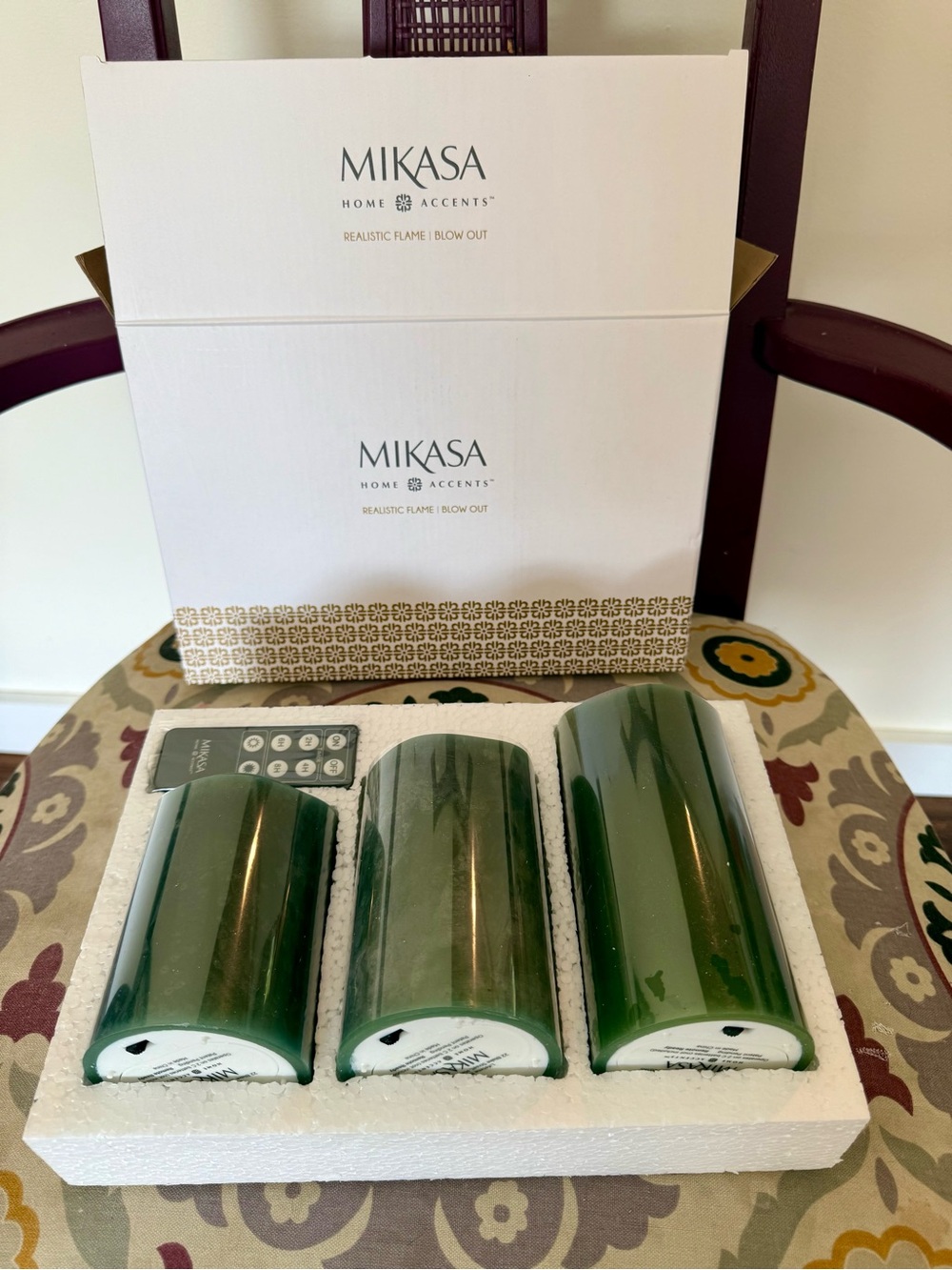 Mikasa Glossy Deep Green Ceramic Wall Sconce Pair with Remote